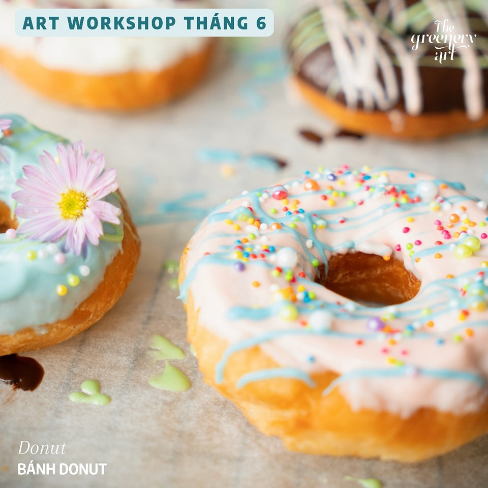 Donut tròn xinh nhiều topping. (Ảnh: The Greenery Art) Donut tròn xinh nhiều topping. (Ảnh: The Greenery Art)