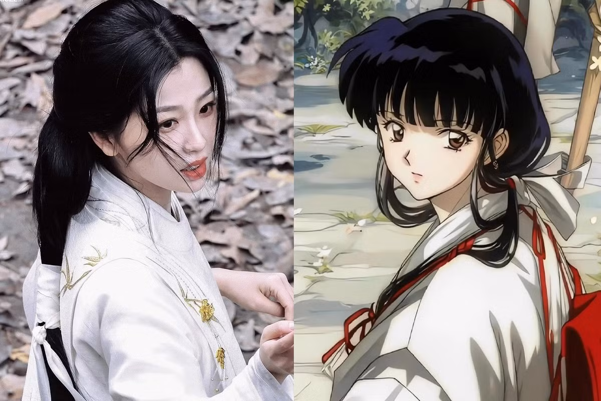 Ngu Thư Hân trong Vân Chi Vũ (trái) và Kikyou của InuYasha (phải).