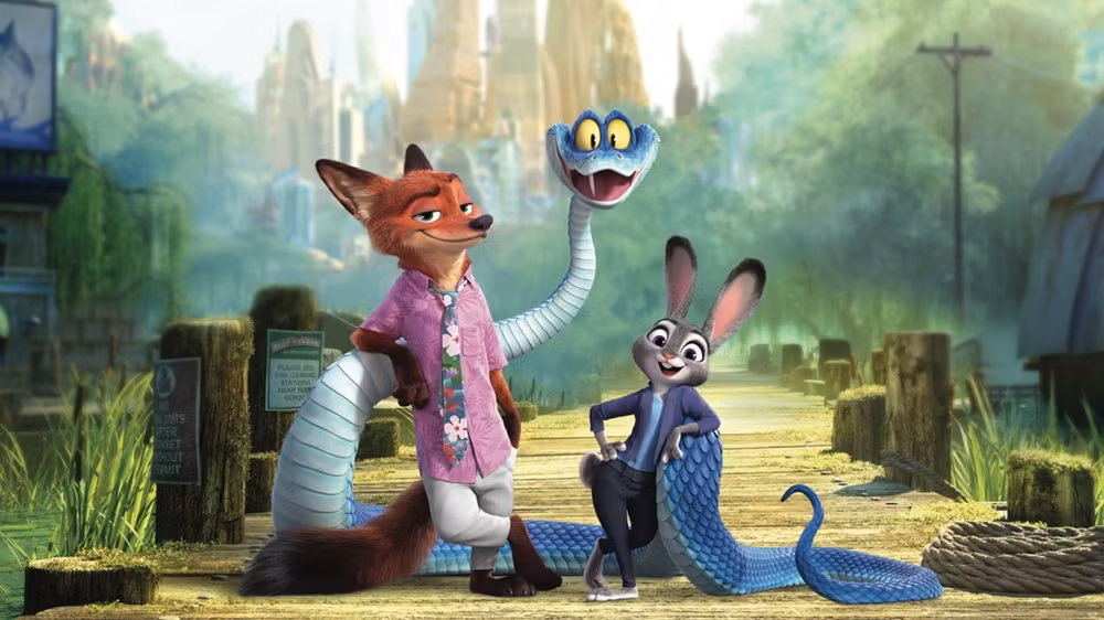 Cáo Nick, thỏ Judy và nhân vật mới - rắn Gary.