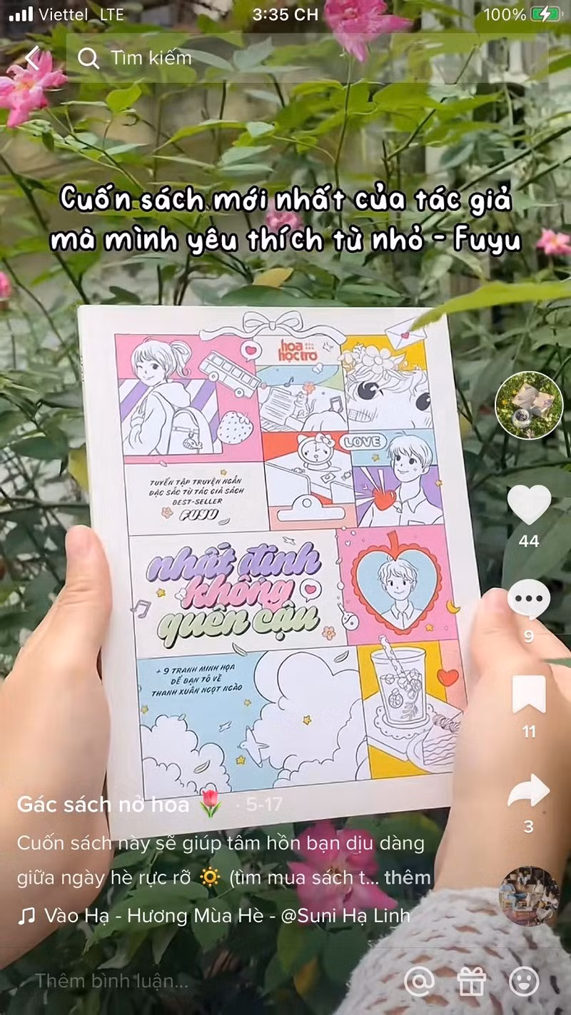 Nhất Định Không Quên Cậu trên kênh TikTok Gác sách nở hoa.