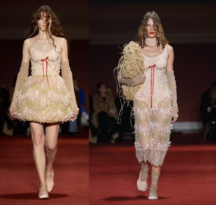 Điểm xuyết cho “bộ cánh" chính là những dải ruy băng với tone màu nóng được thắt nơ xinh xắn.