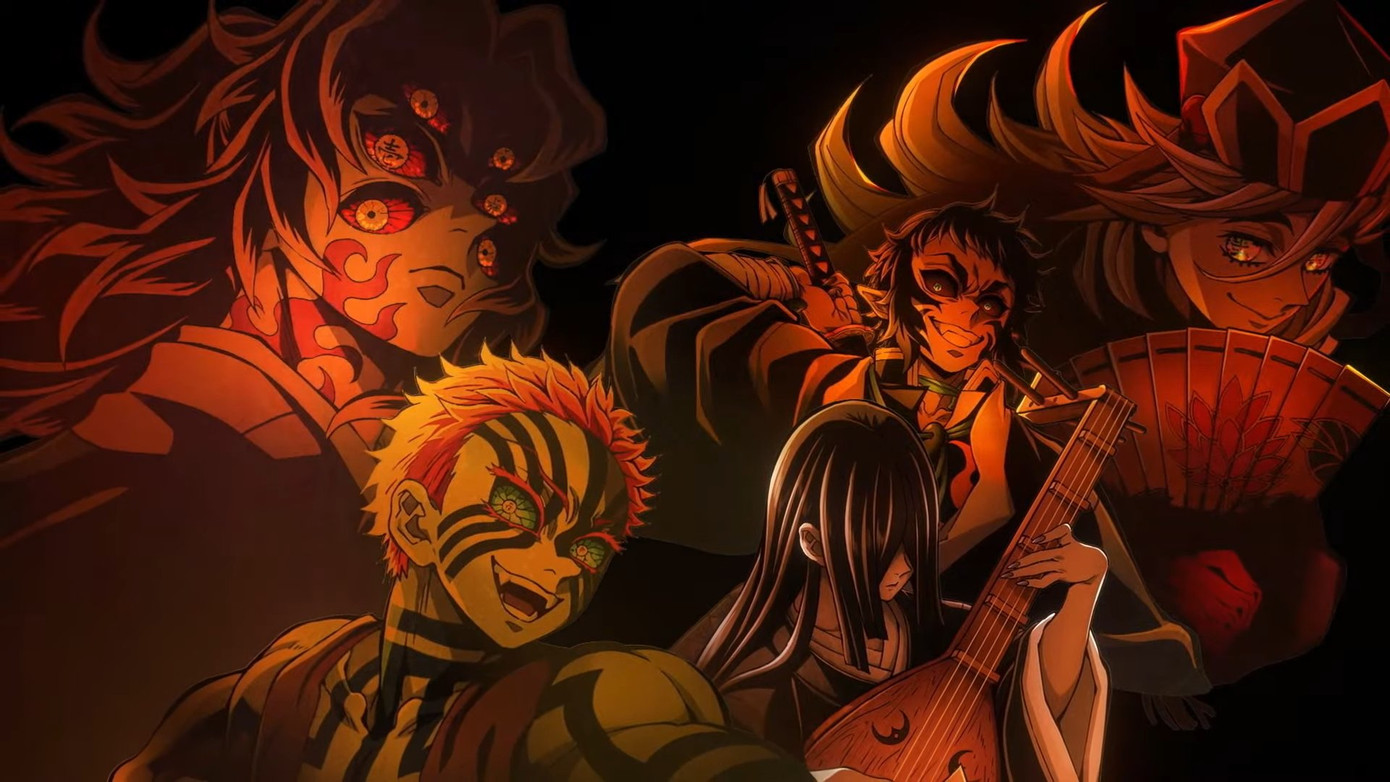 Năm quỷ thuộc cấp Thượng Huyền dưới trướng Muzan: Nhất, Nhị, Tam, Tứ và Lục. Vị trí Thượng Huyền Ngũ còn để trống. Năm quỷ thuộc cấp Thượng Huyền dưới trướng Muzan: Nhất, Nhị, Tam, Tứ và Lục. Vị trí Thượng Huyền Ngũ còn để trống.