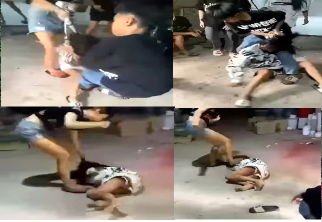 Nữ sinh bị đánh dã man Ảnh: cắt từ clip