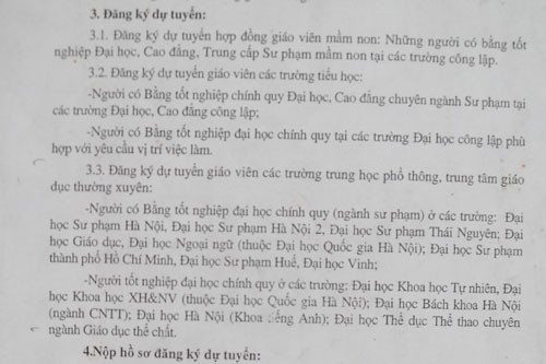 Trong hướng dẫn tuyển dụng công chức của Sở GD&ĐT Vĩnh Phúc có ghi rõ những đối tượng 