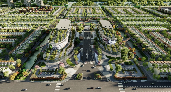 Phối cảnh đường Lương Hòa - Bình Chánh qua khu đô thị LA Home 100 ha (Ảnh: Prodezi). Phối cảnh đường Lương Hòa - Bình Chánh qua khu đô thị LA Home 100 ha (Ảnh: Prodezi).