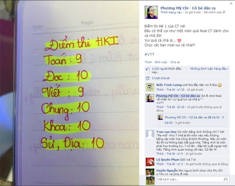 Bảng điểm chói lọi của Phương Mỹ Chi
