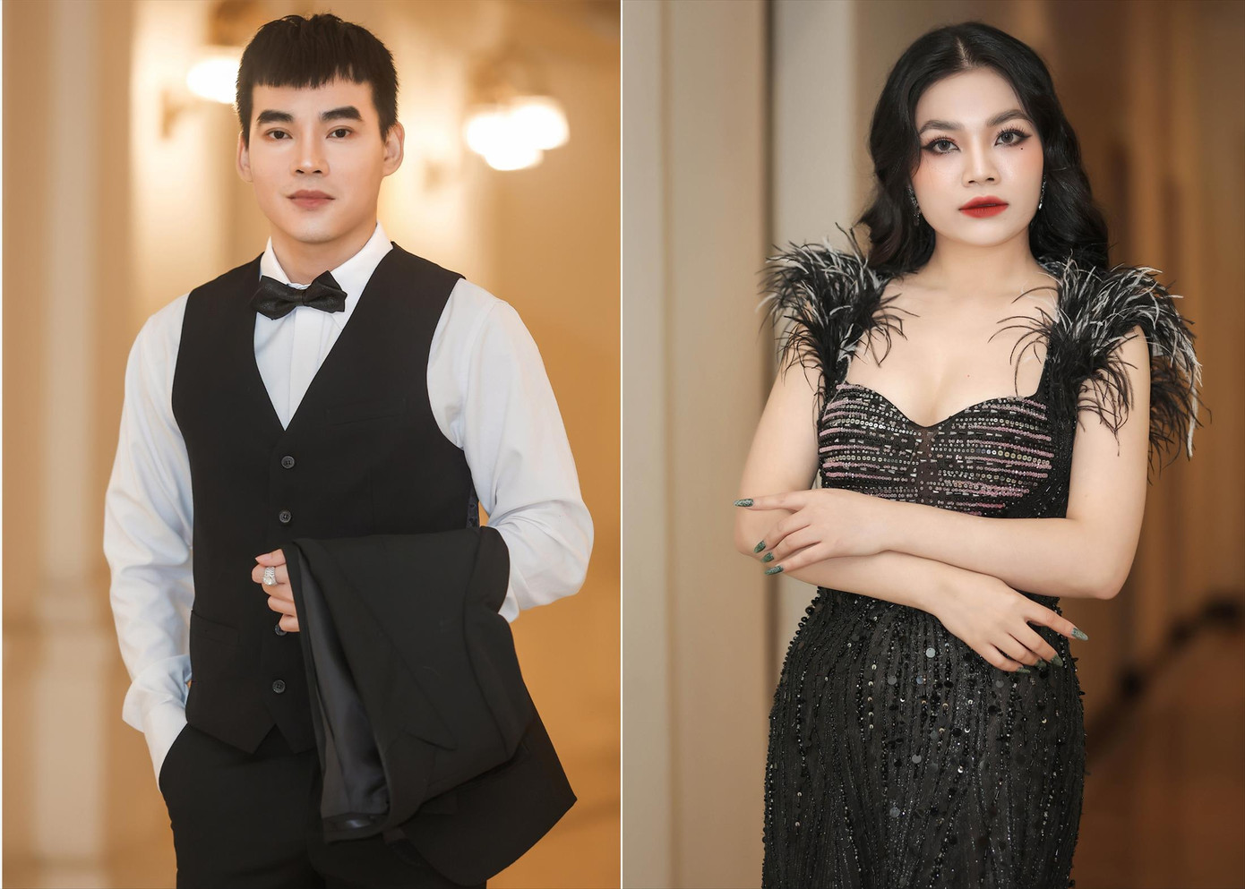 Hà My (phải) tự bỏ tiền sang Nhật Bản để thi hát opera. Quốc Đạt từng bỏ ngang Học viện Tài chính để theo đuổi opera.