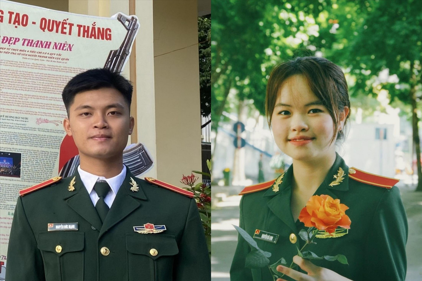 Thượng sĩ Nguyễn Đức Mạnh và Hạ sĩ Nguyễn Hà Linh. ẢNH: PV Thượng sĩ Nguyễn Đức Mạnh và Hạ sĩ Nguyễn Hà Linh. ẢNH: PV