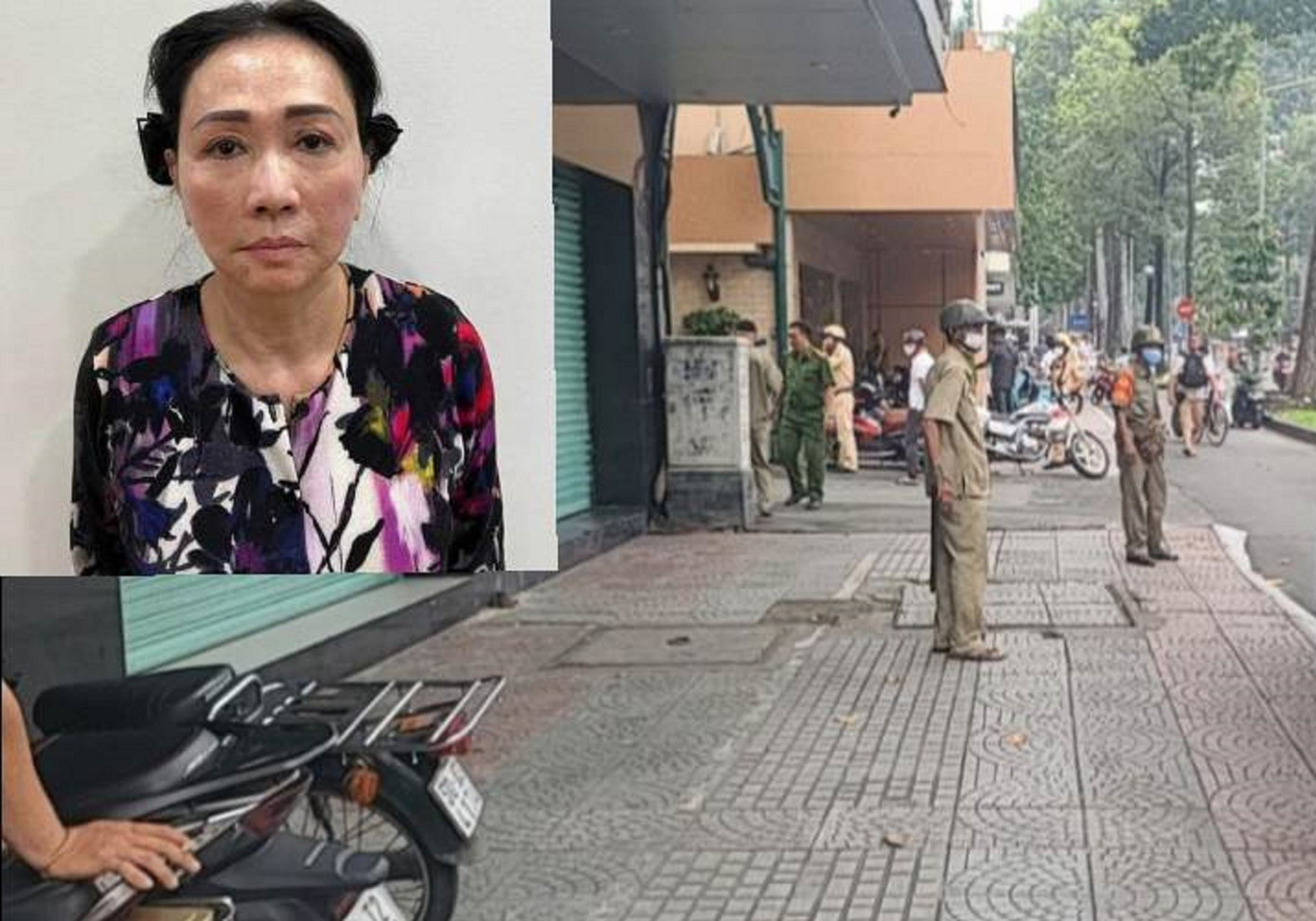 Bị can Trương Mỹ Lan, Chủ tịch HĐQT Công ty Cổ phần Tập đoàn Vạn Thịnh Phát (ảnh nhỏ) và thời điểm cơ quan tố tụng khám xét trụ sở công ty này. Ảnh: Tân Châu Bị can Trương Mỹ Lan, Chủ tịch HĐQT Công ty Cổ phần Tập đoàn Vạn Thịnh Phát (ảnh nhỏ) và thời điểm cơ quan tố tụng khám xét trụ sở công ty này. Ảnh: Tân Châu