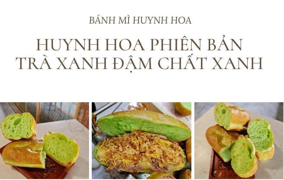Fanpage Bánh mì Huynh Hoa thông báo về phiên bản trà xanh lạ mắt.