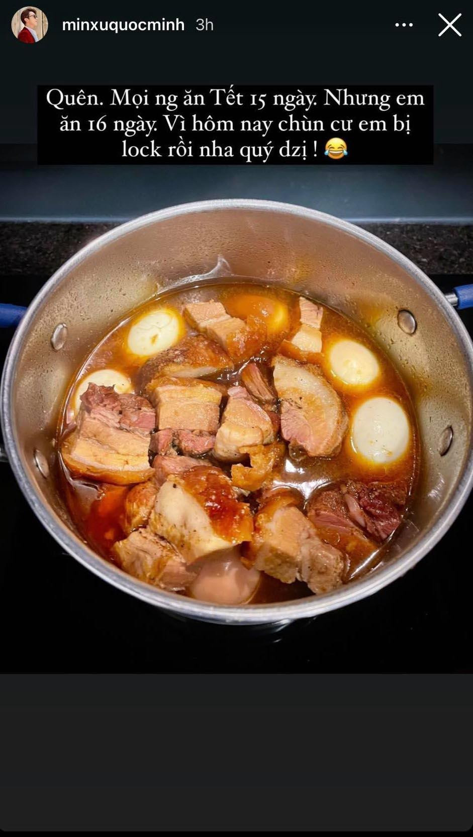 Minh Xù "ăn Tết" với nồi thịt kho trứng hoành tráng. Minh Xù "ăn Tết" với nồi thịt kho trứng hoành tráng.