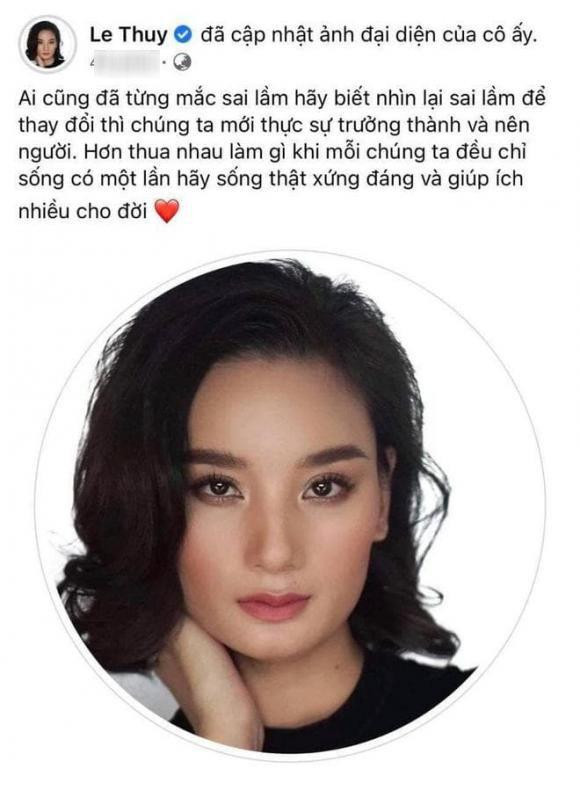 Chia sẻ ẩn ý của người mẫu Lê Thúy giữa scandal liên quan đến Á hậu Hoàng Thùy.