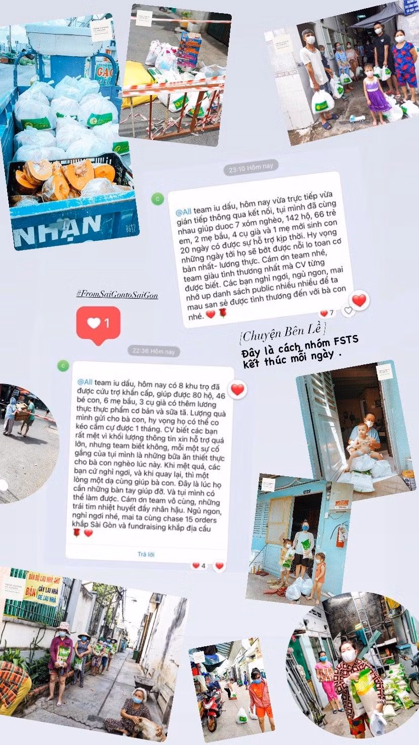 Tin nhắn tổng kết vào cuối ngày của chị trưởng nhóm thiện nguyện giúp xua tan mệt mỏi của mọi người trong team.