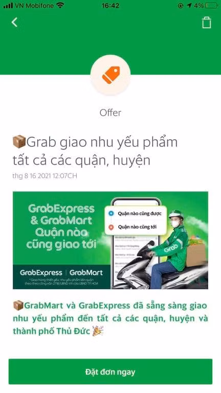 Ứng dụng giao hàng gửi thông báo cho người dùng tại TP.HCM.