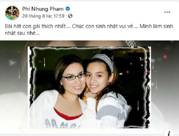 Trước khi bệnh tình trở nặng, Phi Nhung đăng bài chúc mừng sinh nhật con gái Wendy và hẹn sớm gặp lại con.