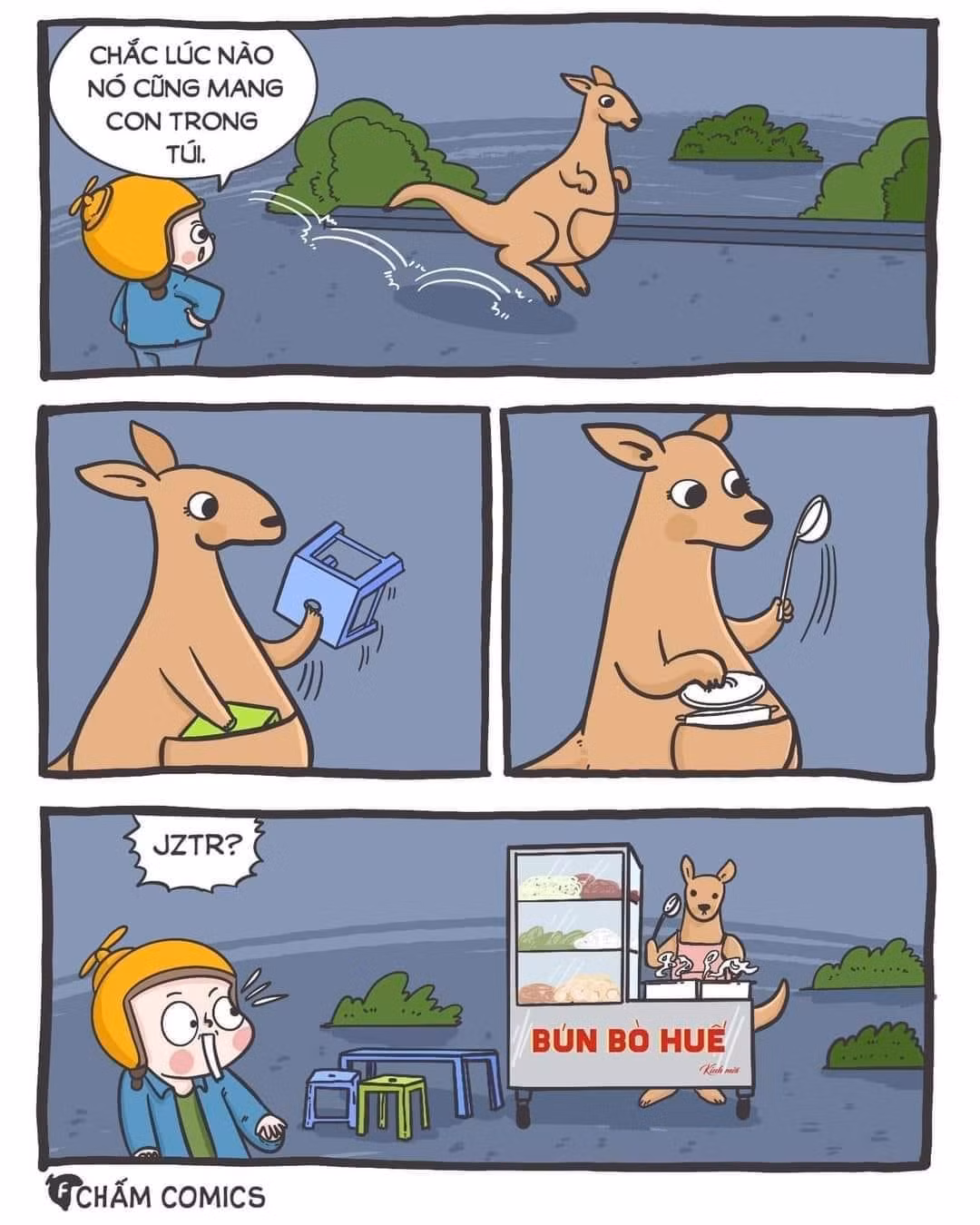 Quá thèm bún bò, nhiều netizen nhìn đâu cũng thấy món này. (Ảnh: Chấm Comics)