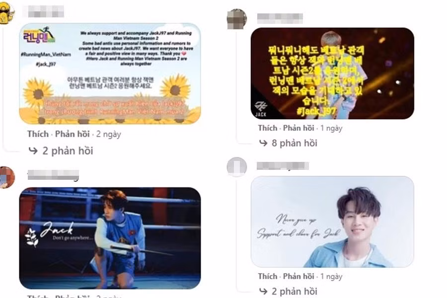 Đại gia đình Đóm ủng hộ Jack trên fanpage chương trình Running Man Hàn Quốc. Đại gia đình Đóm ủng hộ Jack trên fanpage chương trình Running Man Hàn Quốc.