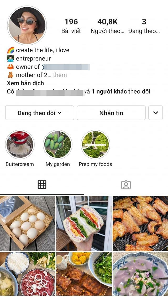 Tài khoản Instagram được Tăng Thanh Hà thường đăng ảnh đồ ăn. Tài khoản Instagram được Tăng Thanh Hà thường đăng ảnh đồ ăn.