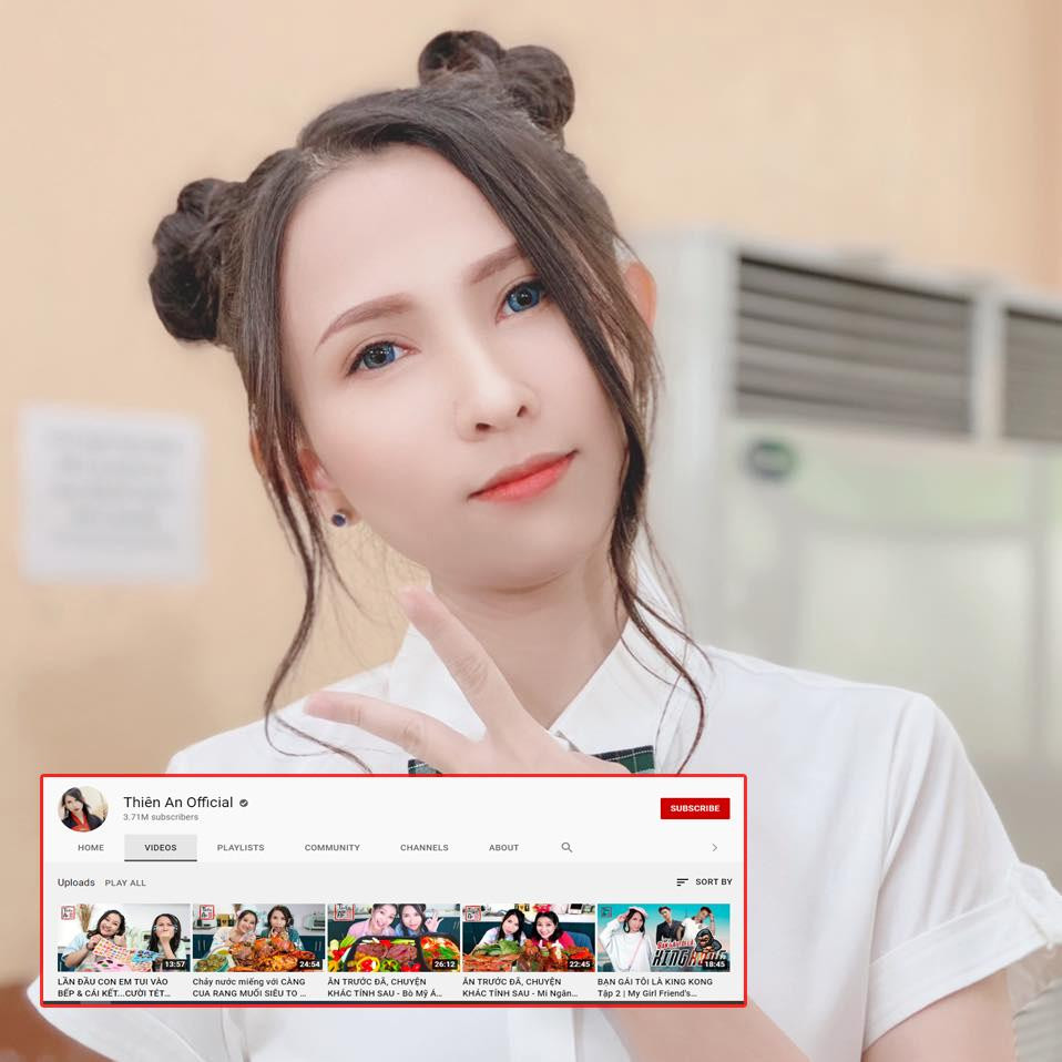 Kênh YouTube của Thiên An hiện có hơn 3,7 triệu follower. Kênh YouTube của Thiên An hiện có hơn 3,7 triệu follower.