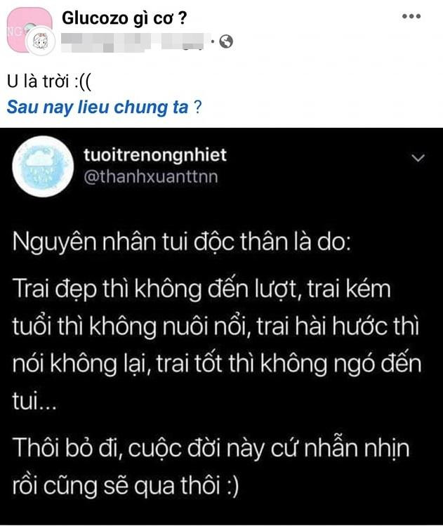"U là trời" được Gen Z bày tỏ cảm xúc "hạn hán lời" khi crush không đáp lại tình cảm. (Ảnh: Glucozo gì cơ) "U là trời" được Gen Z bày tỏ cảm xúc "hạn hán lời" khi crush không đáp lại tình cảm. (Ảnh: Glucozo gì cơ)