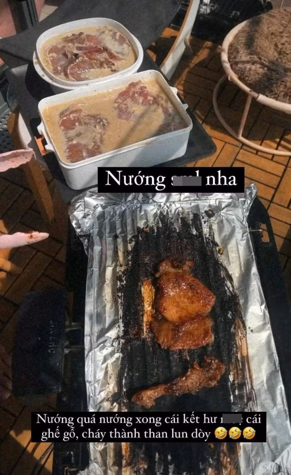 Ăn bữa cơm tấm mà cháy cái ghế - thiệt hại cũng đáng kể! (Ảnh: Phương Oanh)