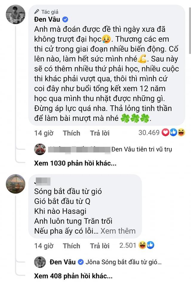 Gửi lời chúc đến các sĩ tử 2K3, Đen Vâu lại được gọi "tiên tri đoán đề". Gửi lời chúc đến các sĩ tử 2K3, Đen Vâu lại được gọi "tiên tri đoán đề".