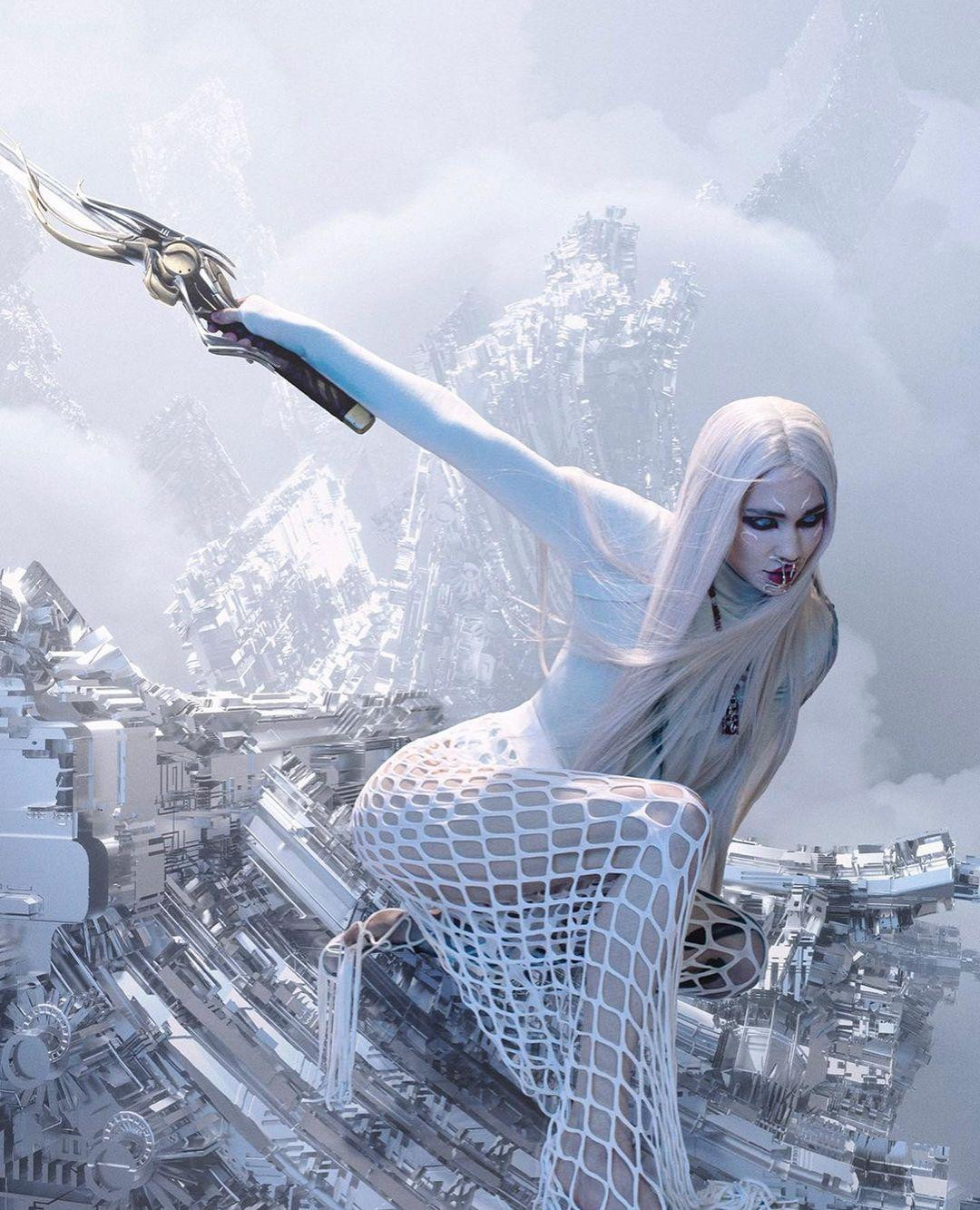 Tạo hình mới của tình cũ tỷ phú Elon Musk mang đến cảm giác siêu thực và ma mị. Chia sẻ trên Vogue, Grimes tiết lộ là "fan cuồng" của các tác phẩm do Dion Lee sáng tạo trong một thời gian dài vì chúng trông giống như tồn tại trong "Dune" (phim khoa học viễn tưởng về hành tinh cát) và có "năng lượng khoa học viễn tưởng thời trung cổ".