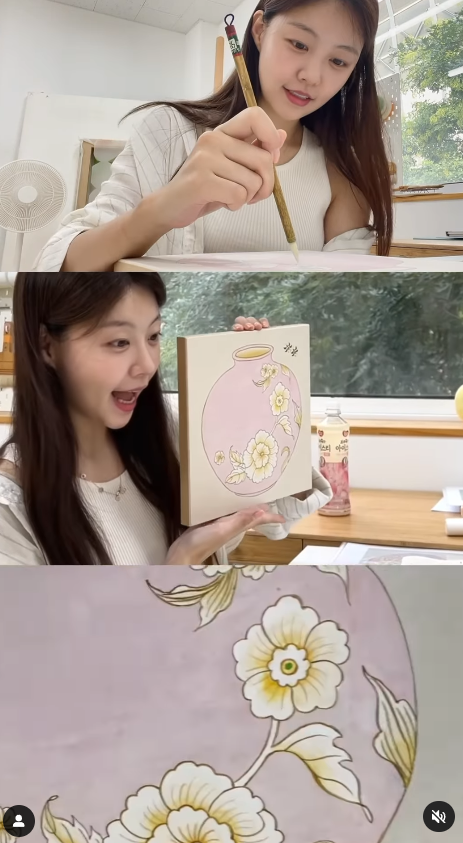 You Jin chia sẻ hình ảnh tham gia workshop vẽ tranh trên trang cá nhân.