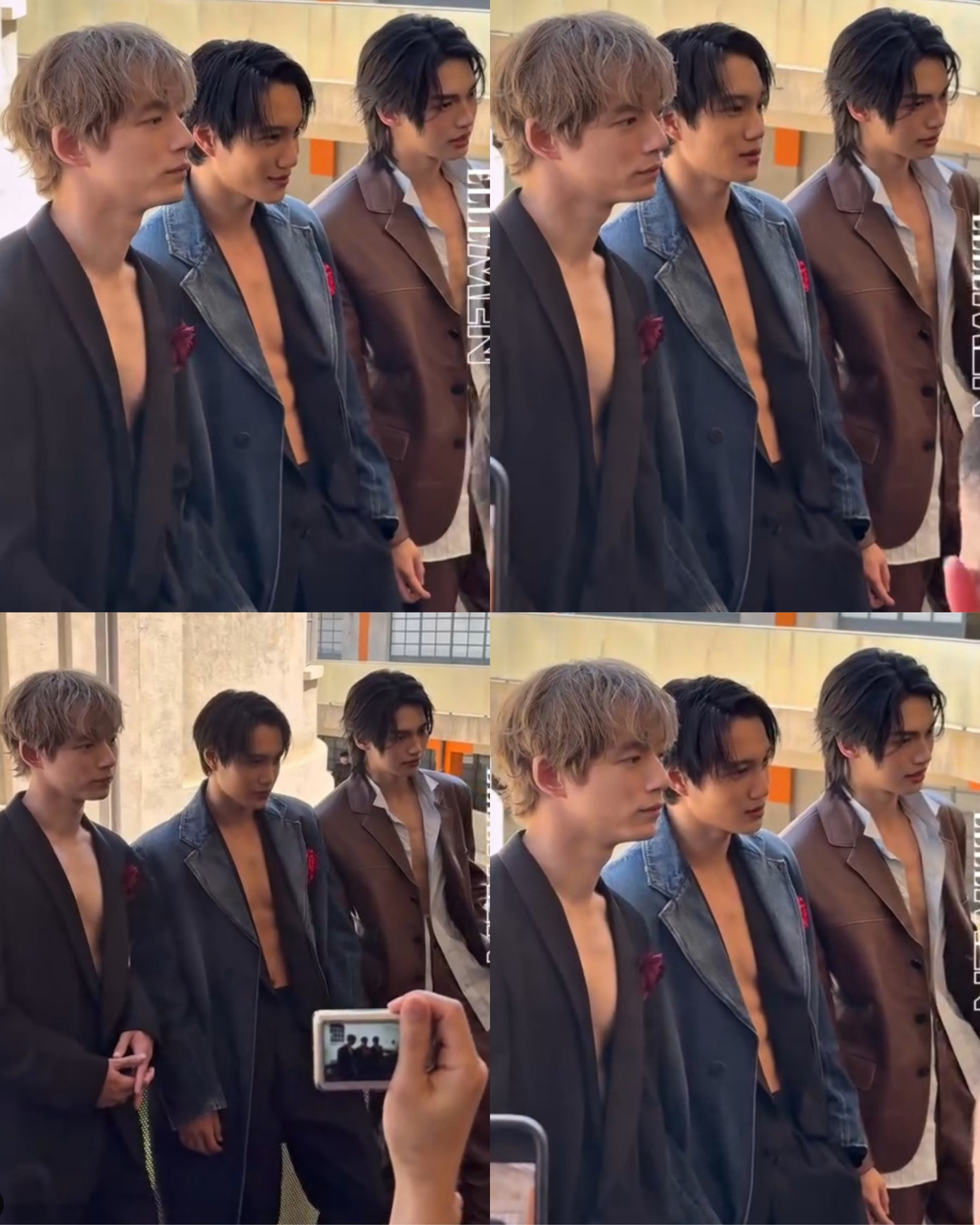 Win Metawin chung khung hình cùng Kai EXO, Lee Do Hyun, Kentaro Sakaguchi tại sự kiện.