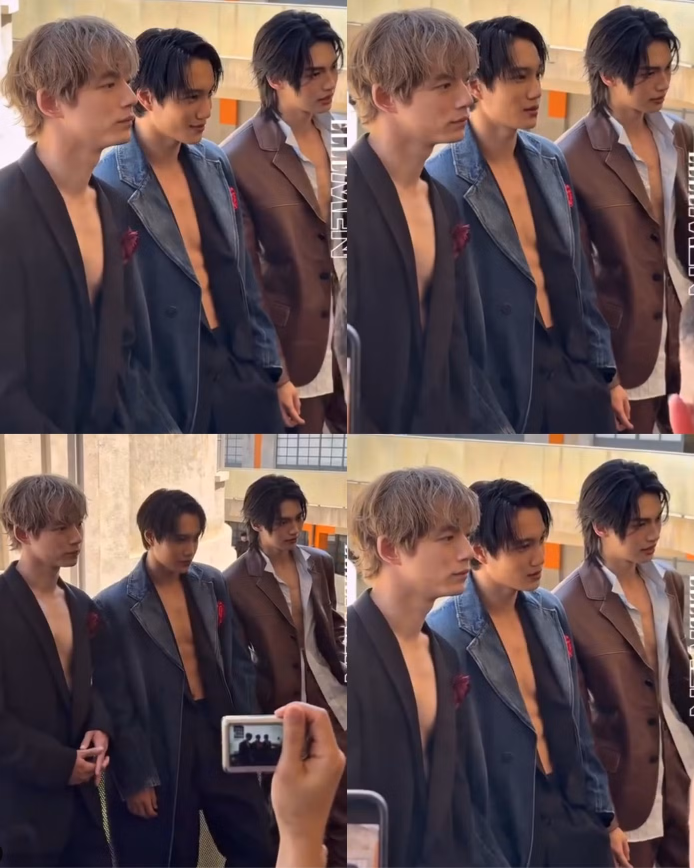 Win Metawin chung khung hình cùng Kai EXO, Lee Do Hyun, Kentaro Sakaguchi tại sự kiện.