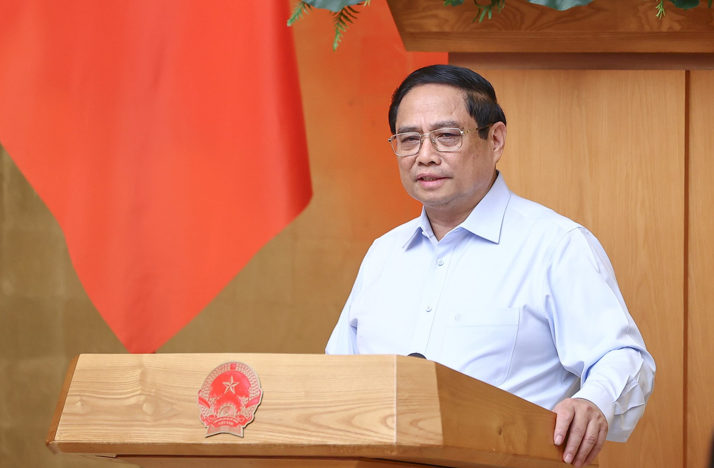 Thủ tướng Phạm Minh Chính phát biểu kết luận phiên họp Chính phủ thường kỳ. Ảnh: Nhật Bắc