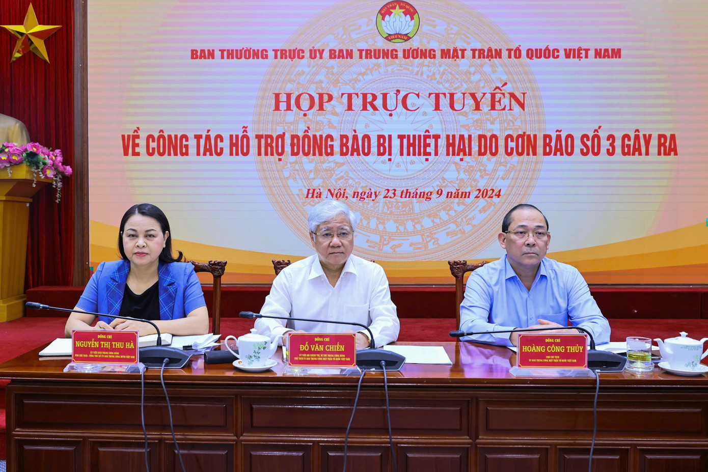 Ban Thường trực Ủy ban Trung ương MTTQ Việt Nam đã tổ chức họp trực tuyến với 26 tỉnh, thành phố về công tác hỗ trợ đồng bào bị thiệt hại do cơn bão số 3 gây ra.