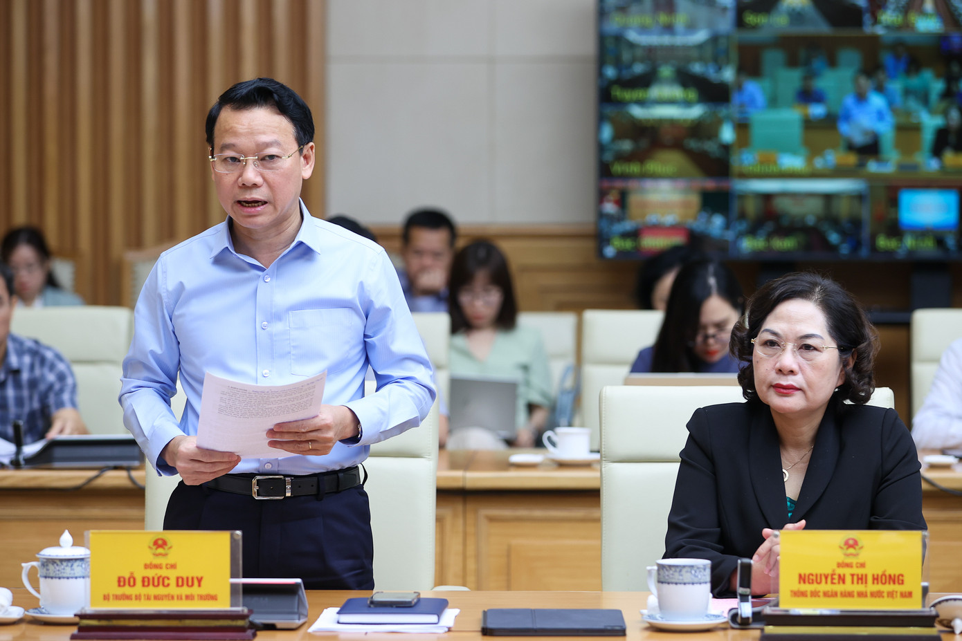 Bộ trưởng Bộ TN&amp;MT Đỗ Đức Duy báo cáo tại Hội nghị.