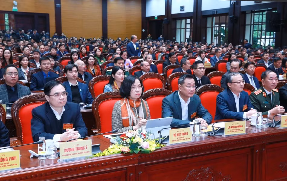 Lãnh đạo các Cơ quan Báo chí Trung ương và đại biểu tham dự hội nghị. (Ảnh: Phương Hoa/TTXVN)