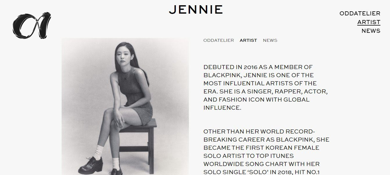 Jennie hiện là nghệ sĩ duy nhất của ODDATELIER. Ảnh: Koreaboo. Jennie hiện là nghệ sĩ duy nhất của ODDATELIER. Ảnh: Koreaboo.