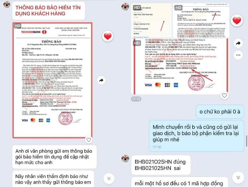 Tin nhắn lừa đảo của đối tượng.