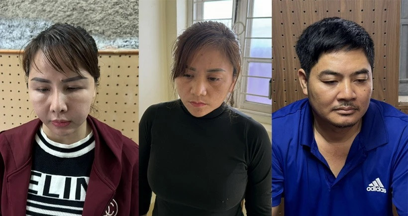 Ba đối tượng Bùi Thị Thu Hường, Mùa Thị Căng và Trần Quang Hà. Ba đối tượng Bùi Thị Thu Hường, Mùa Thị Căng và Trần Quang Hà.