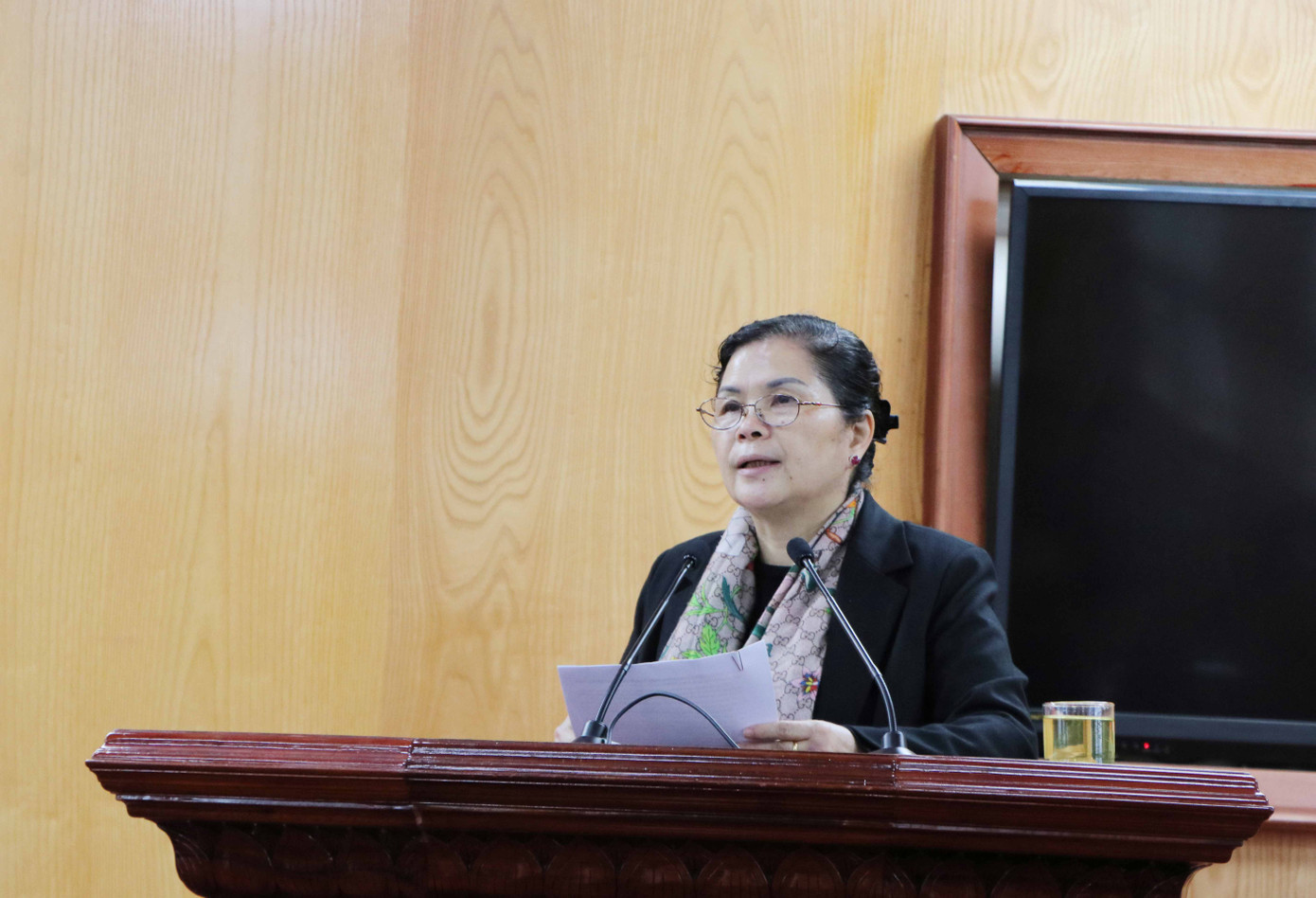 Ủy viên Trung ương Đảng, Bí thư Tỉnh ủy, Chủ tịch HĐND tỉnh, Trưởng đoàn Đại biểu Quốc hội tỉnh Lai Châu Giàng Páo Mỷ kết luận hội nghị.