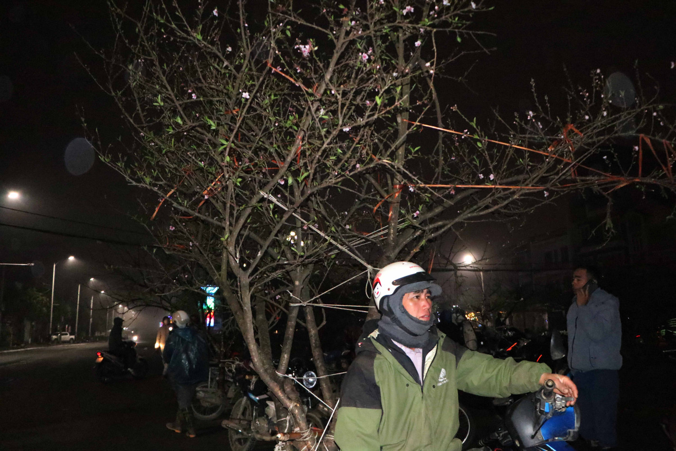 Những cành đào mang mùa Xuân về nhà cho mọi người, mọi nhà, cũng mang cả hy vọng về một cái Tết đủ đầy với những người mưu sinh theo dịp Tết.