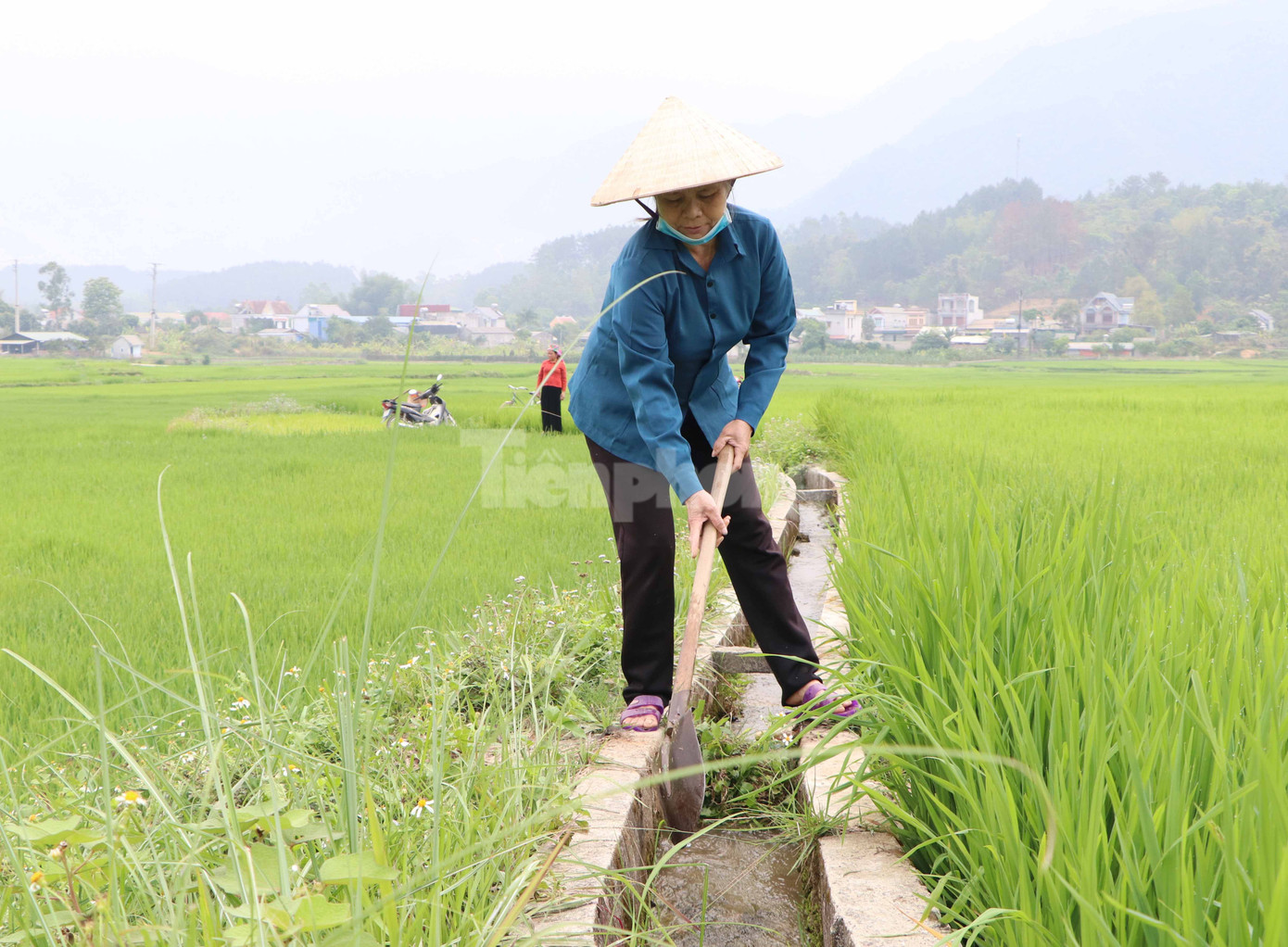 Nông dân xã Mường Than, huyện Than Uyên nạo vét kênh mương dẫn nước vào ruộng.