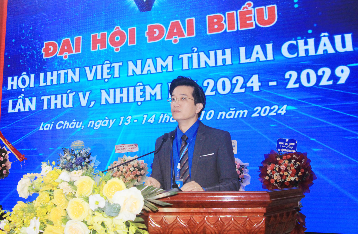 Bí thư Tỉnh Đoàn Lai Châu Nguyễn Tiến Thịnh khai mạc Đại hội.