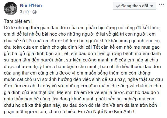 Bật khóc với lời tạm biệt của H'Hen Niê và sao Việt dành cho người mẫu Kim Anh ảnh 1