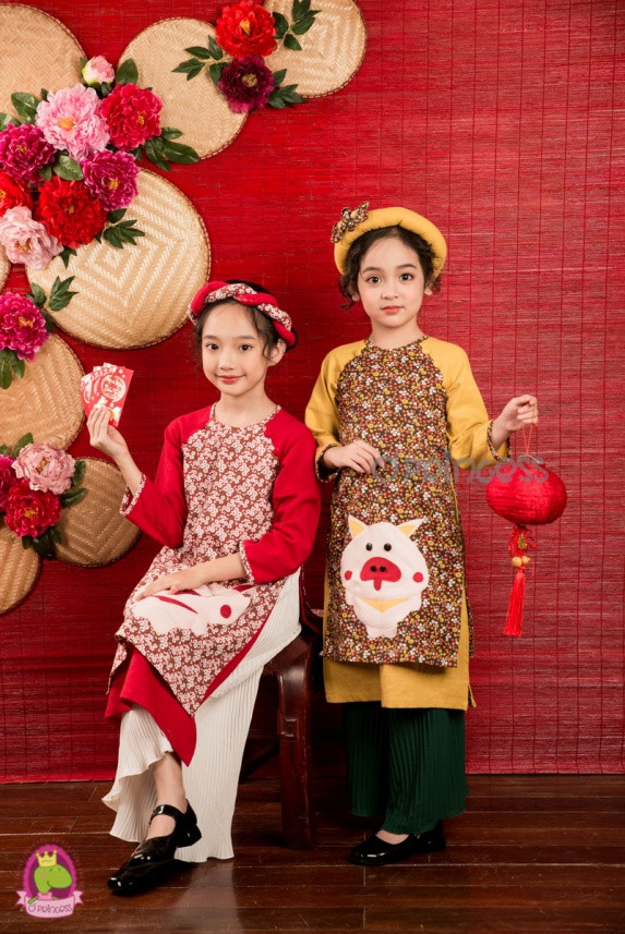Áo dài con ỉn cho bé yêu dịp tết kỷ hợi 2019 ảnh 4