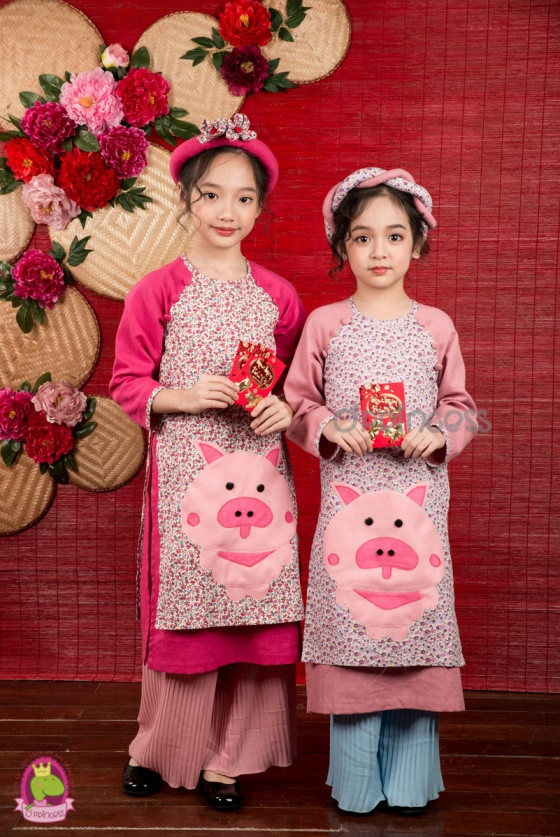 Áo dài con ỉn cho bé yêu dịp tết kỷ hợi 2019 ảnh 5