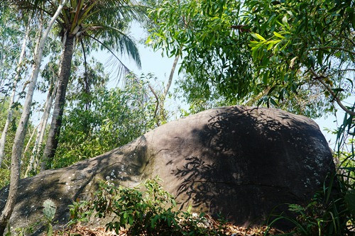 Tảng đá khắc 10 dòng chữ Chăm cổ bên bờ biển Quảng Ngãi ảnh 1