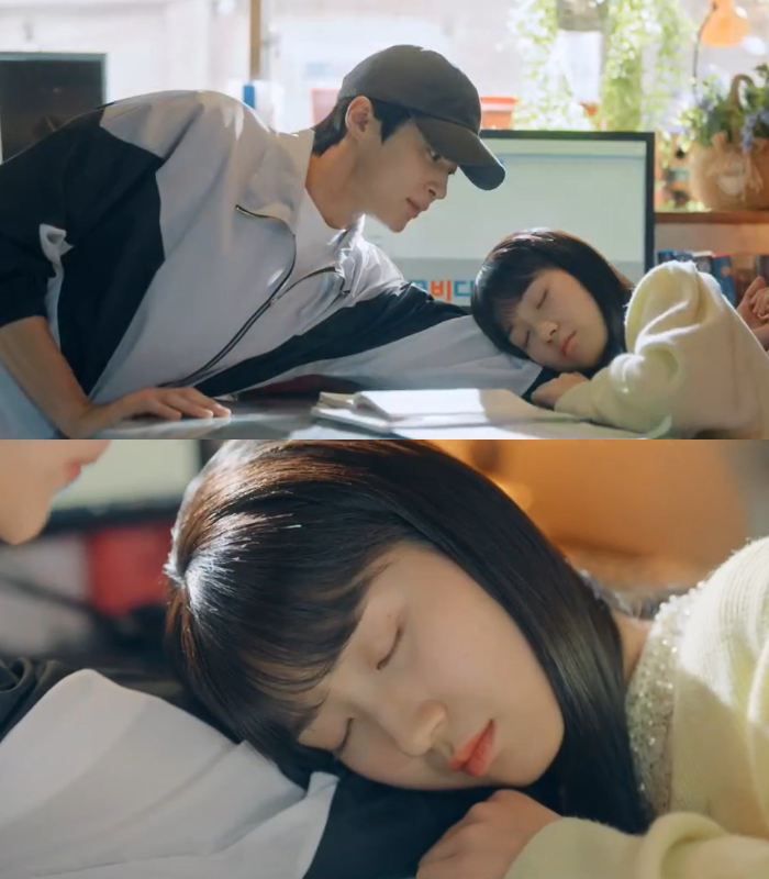 Tim Sun Jae loạn nhịp khi Im Sol ngủ gục trên tay anh. Tim Sun Jae loạn nhịp khi Im Sol ngủ gục trên tay anh.