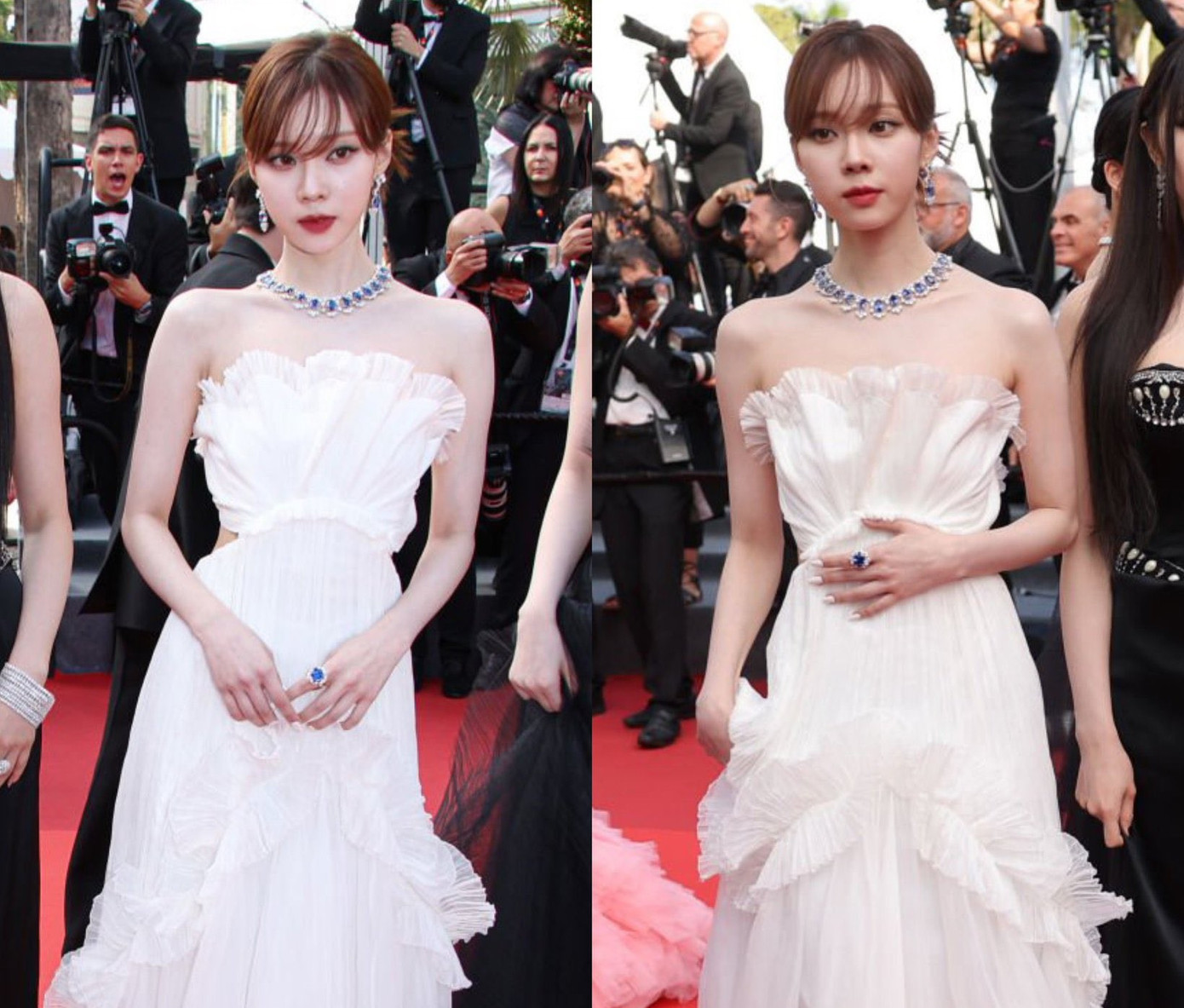 Winter với lối make-up phù hợp cùng kiểu tóc được búi gọn giúp nữ ca sĩ trông đầy thanh lịch.