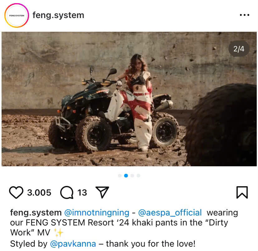 Ngay sau khi MV được ra mắt, phía thương hiệu Việt cũng đã chia sẻ lại hình ảnh Ningning diện trang phục của mình. Ngay sau khi MV được ra mắt, phía thương hiệu Việt cũng đã chia sẻ lại hình ảnh Ningning diện trang phục của mình.