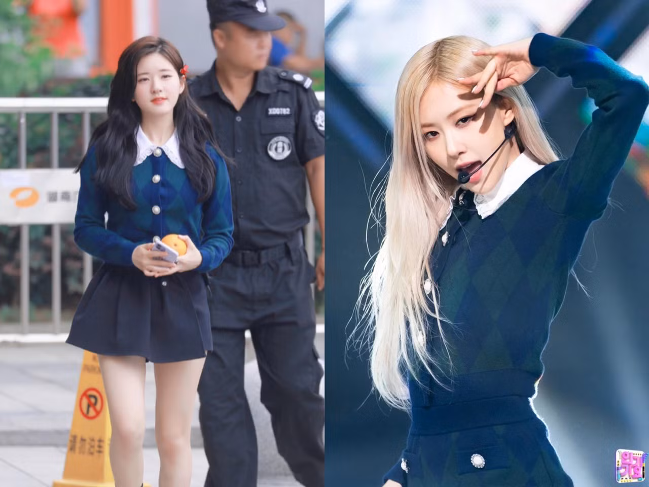 Cùng diện chung mẫu cardigan, Triệu Lộ Tư trẻ trung như học sinh trung học, trong khi Rosé toát ra khí chất tiểu thư bước ra từ phim tuổi teen Mỹ những năm 2000. Cùng diện chung mẫu cardigan, Triệu Lộ Tư trẻ trung như học sinh trung học, trong khi Rosé toát ra khí chất tiểu thư bước ra từ phim tuổi teen Mỹ những năm 2000.