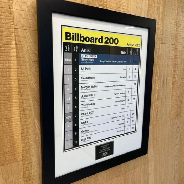 JYP Entertainment đóng khung thành tích của Stray Kids khi nhóm lần đầu đạt hạng #1 Billboard 200 với album ODDINARY. JYP Entertainment đóng khung thành tích của Stray Kids khi nhóm lần đầu đạt hạng #1 Billboard 200 với album ODDINARY.